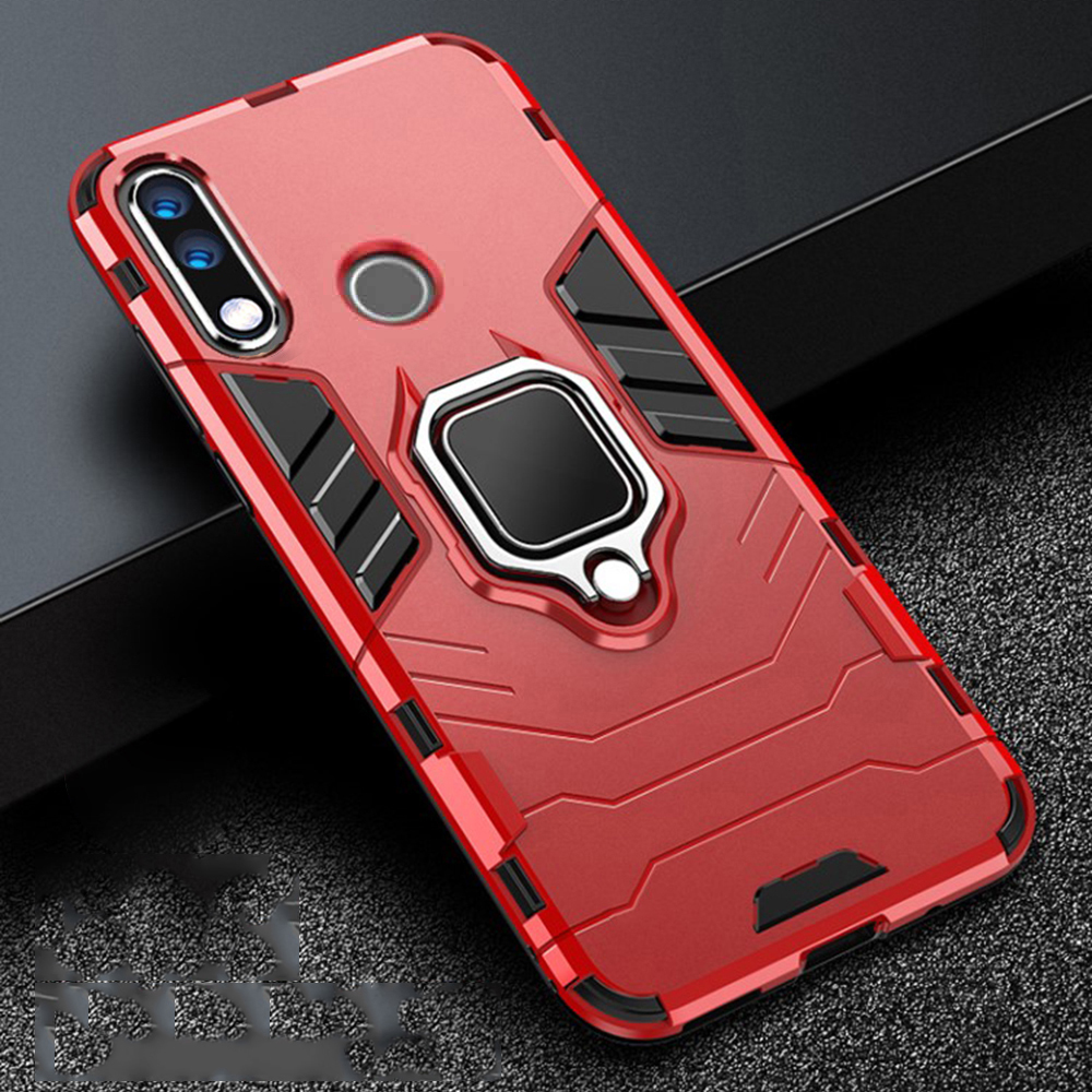For honor 9x 9 x premium kotelo panssari pc kansi metalli sormusteline puhelinkotelo huawei honor 9x stk -lx1 kansi iskunkestävä puskuri~: Kunniaksi 9x / Punainen