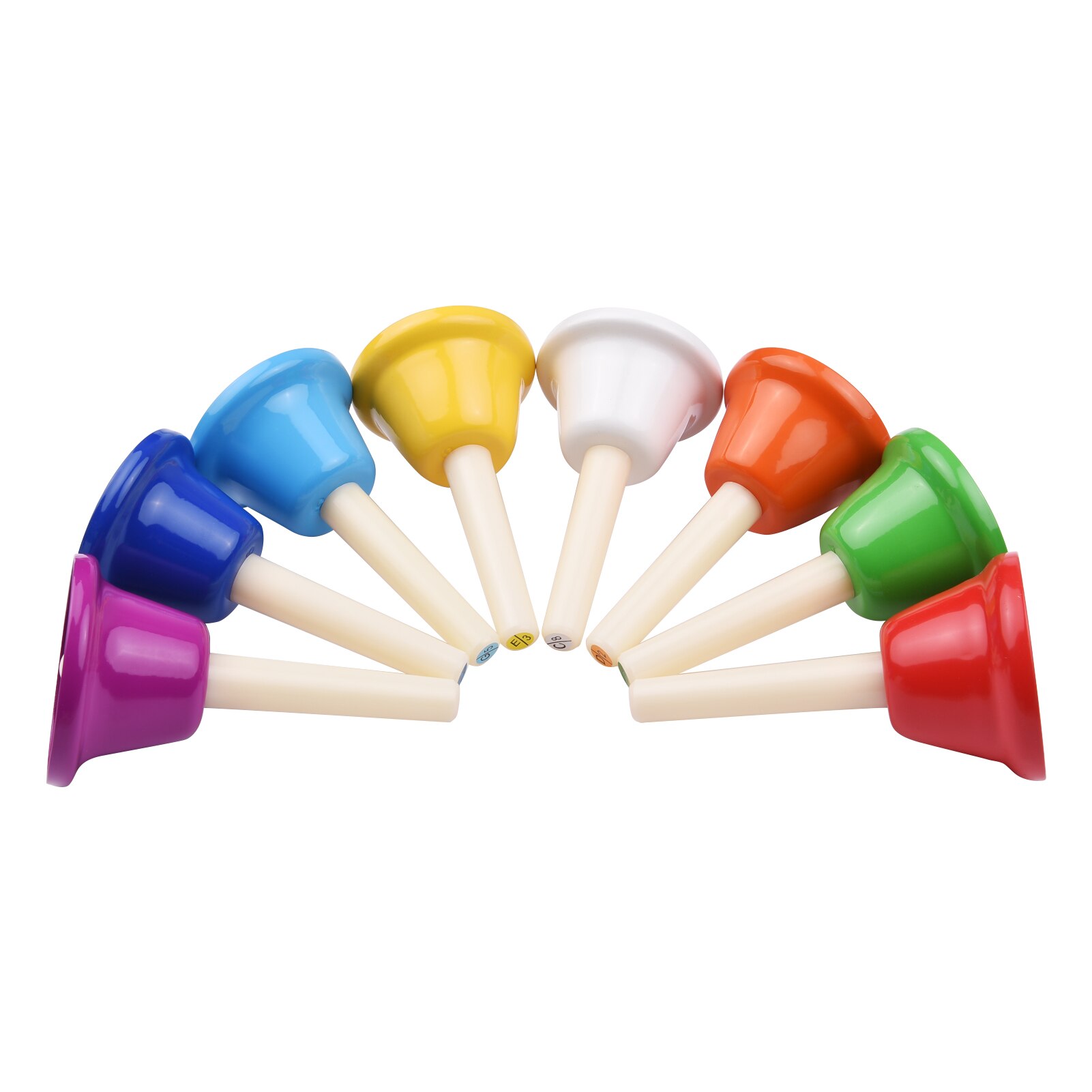 Ammoon-campana de Metal diatónica 8 Note para niños, Kit de campana de mano de percusión colorida, Juguete Musical para enseñanza de aprendizaje: Type2