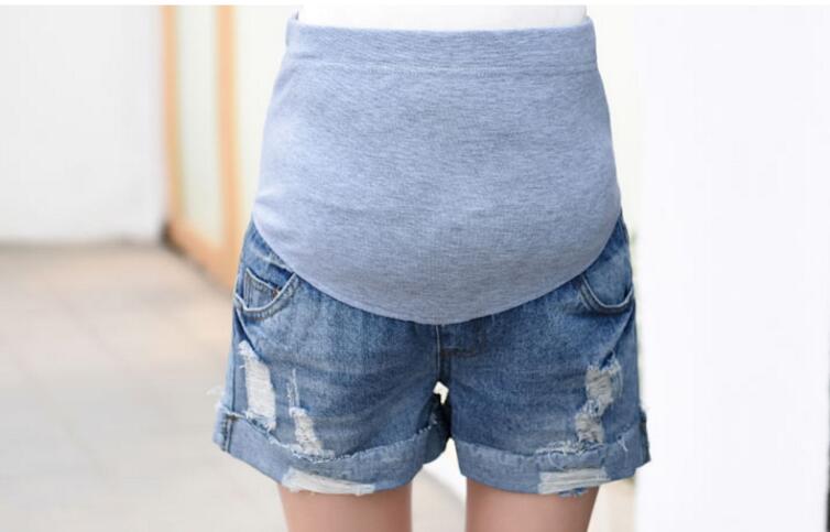 Barselsbukser jeansbukser til gravide kvinder denimbukser elastisk talje denim justerbare jeans korte til graviditet: 2 / Xxl