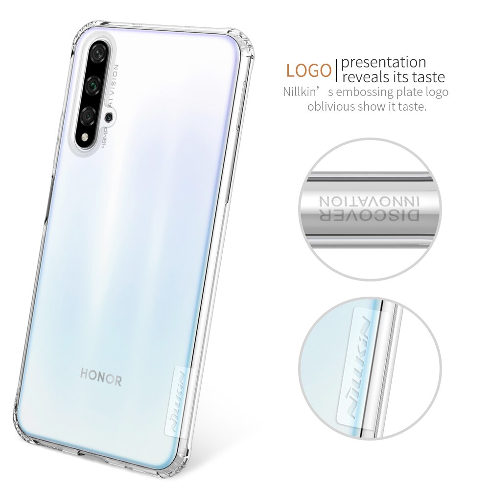 Étui pour Huawei en polyuréthane Honor 20 Pro 20S Nova 5T boîtier Nillkin Nature clair souple silicone couverture souple Huawei Honor 20 étui