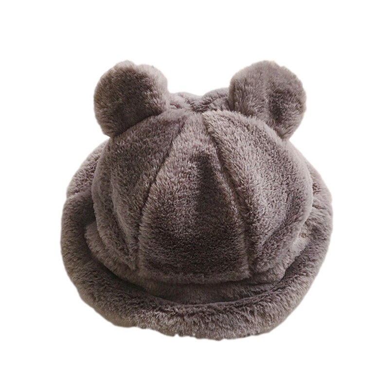 Winter Baby Hat Faux Fur Kids Bucket Hats for Girls Boys with Ears Children Cap Kids Hats Caps Accessories 2-5Y: C