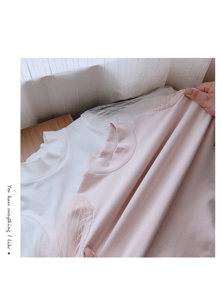 Wlg meisjes t-shirts kindertops lente herfst mesh effen wit zwart beige t-shirt babymeisje schattige bijpassende kleding