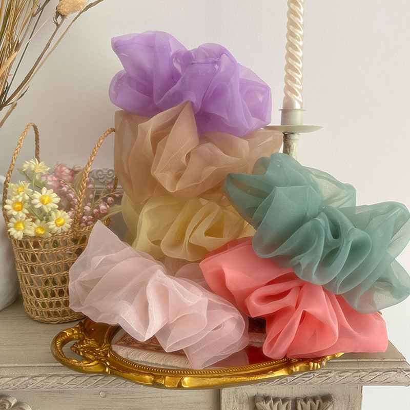 Para mujer, Scrunchie de encaje de gran tamaño para el cabello, cuerdas elásticas para el cabello de Color sólido, lazos para el cabello, banda para el cabello, accesorios elegantes para el cabello