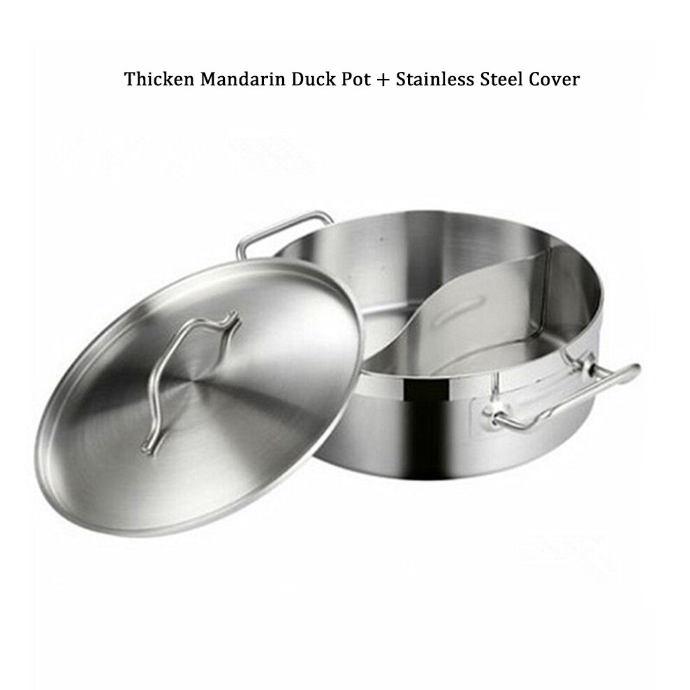 304 Stainless Steel Pot Thickened Mandarin Duck Pot Large Capacity Soup Pot With Spoon Special For Induction Cooker Pan: Mandarin Duck Pot 02 / Outer diameter 30cm