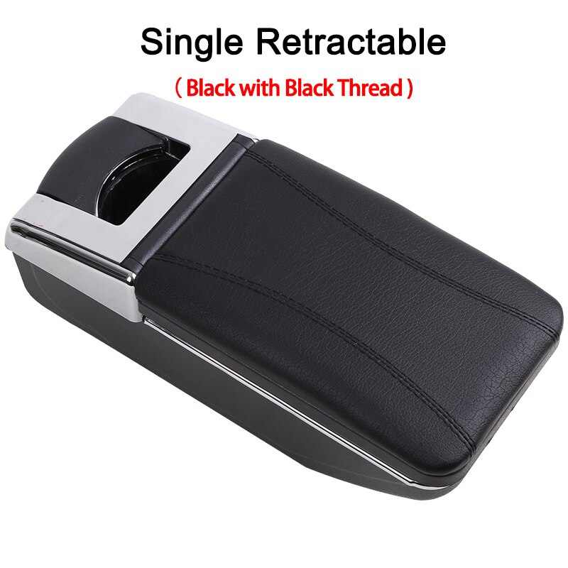 for Toyota Avanza armrest box universal car center console caja modification accessories double raised with USB: Single All Black