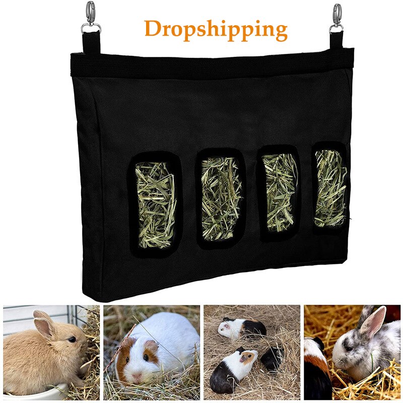 Kaninchen Heu Zubringer 4 See Kaninchen Heu Ballen Heu Gras Lagerung Tasche mit Hängenden Haken Ebene Zubringer Tasche