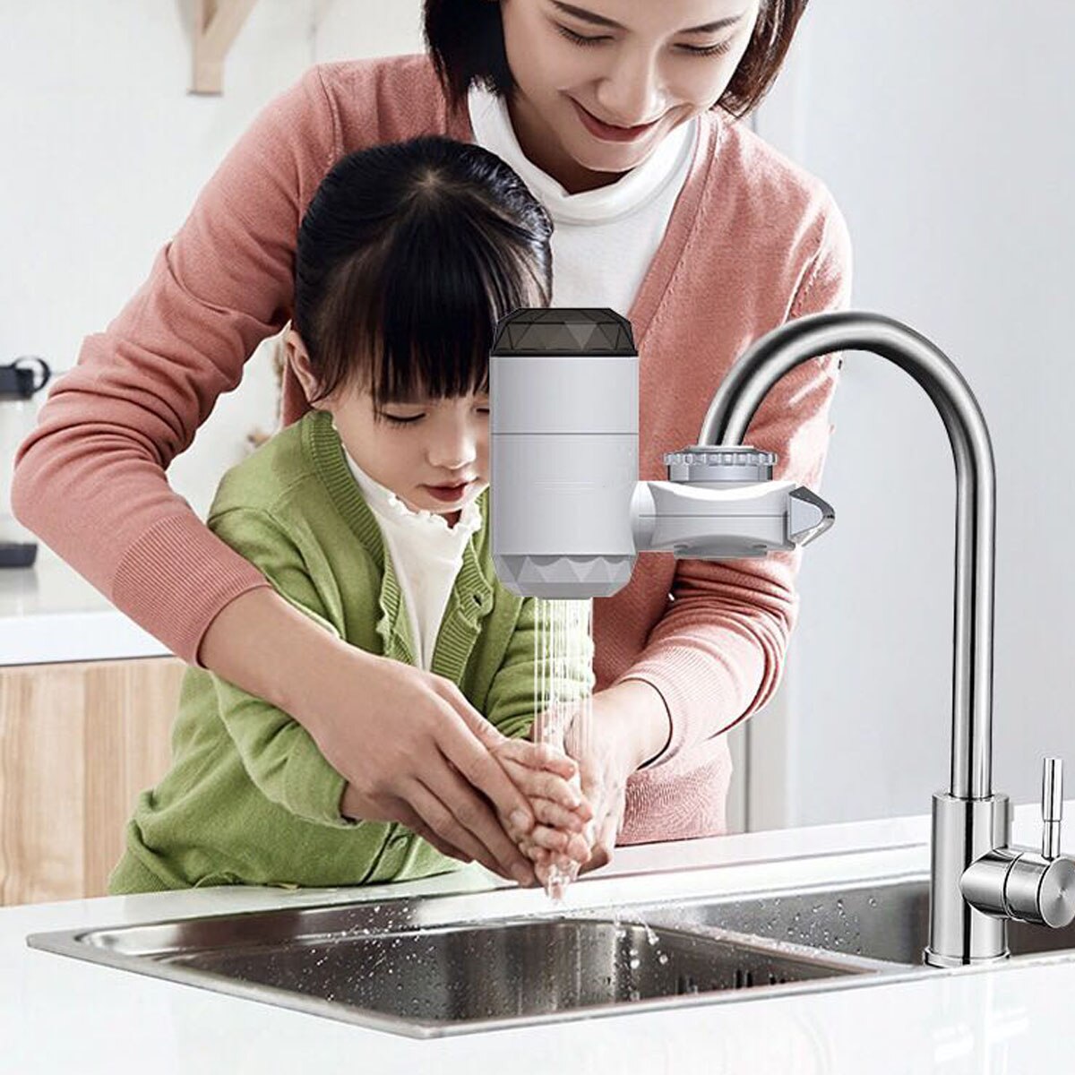 3000W Electric Kitchen Water Heating Tap Instant Water Faucet Heating Tankless Water Heater LED Display