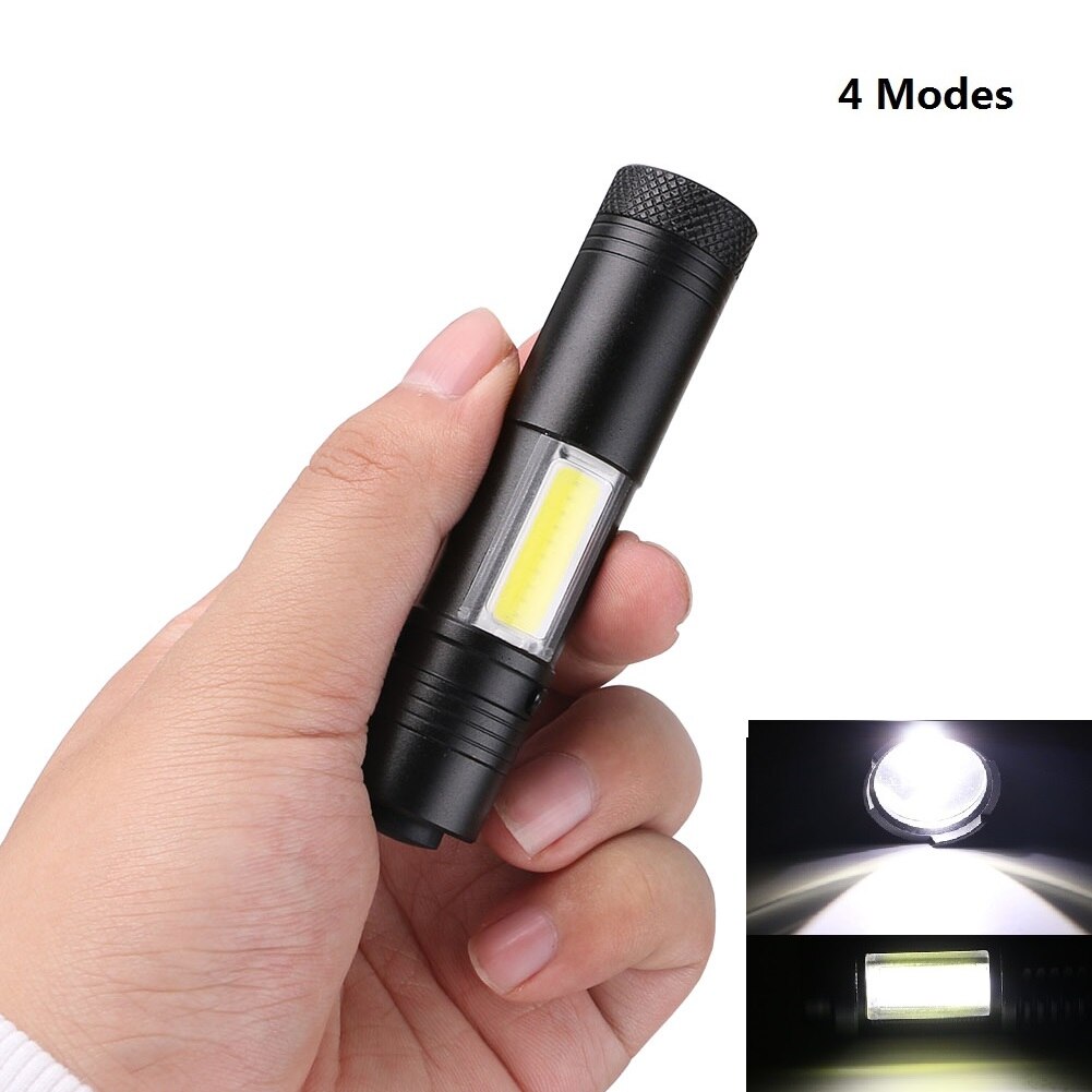 Portable Working Light Mini Flashlight COB LED Handheld Torch Zoomable Focus Emergency Lighting Pocket Lantern Use AA 14500: No Zoom