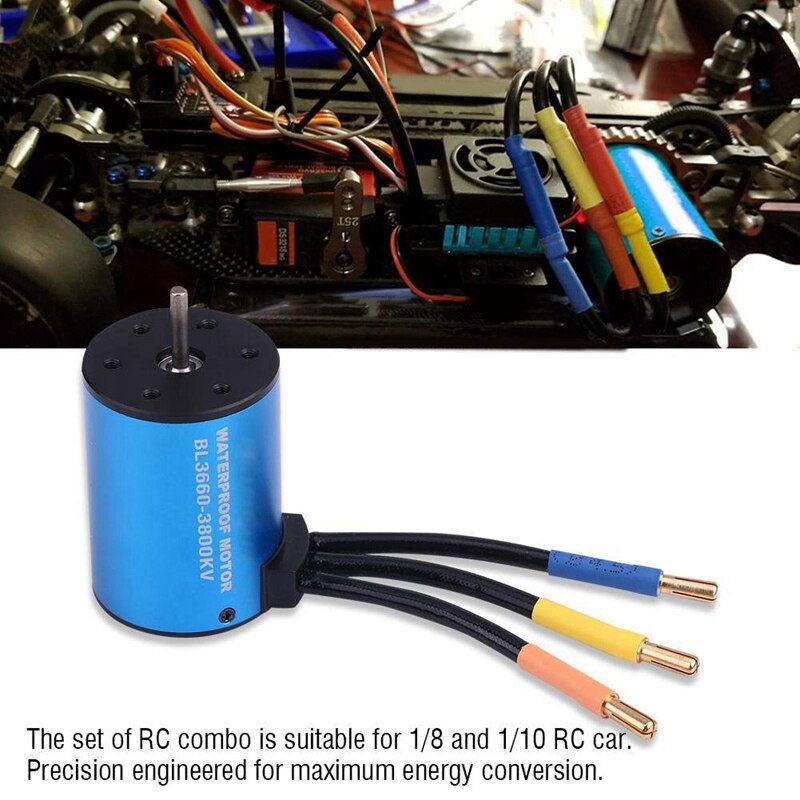 3660 3800Kv Sensorless Brushless Motor With 60A Esc & Led Programming Card For 1/10 Rc Rally Car