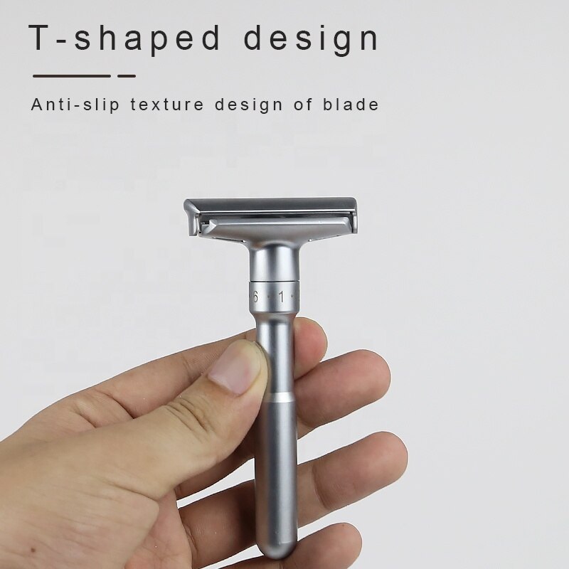 Adjustable Safety Razor Double Edge Classic Mens Shaving Fits All Double Edge Blades 5 Shaving Blades