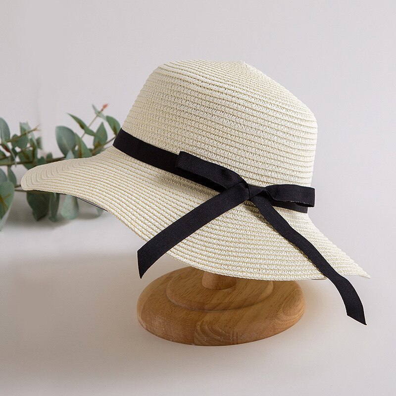 Sombrero de paja con lazo de encaje para mujer, gorra de Panamá, sombrero de playa, Chapeu, novedad de