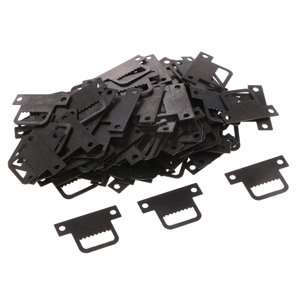 100pcs T Shapes Black Metal Iron Picture Photo Mirror Frame Sawtooth Hanger Hook 32 x 22mm