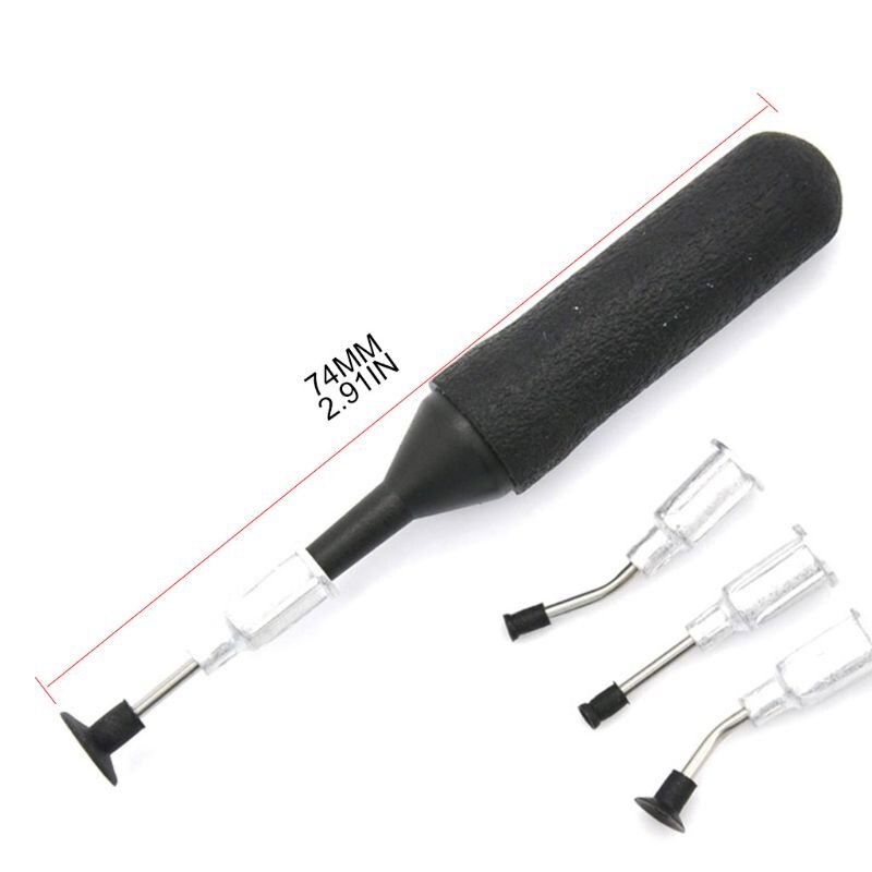 1Set Rubber IC Pick up Vacuum Sucking Pen with 4 Suction Headers for Resistor Chip E5BB