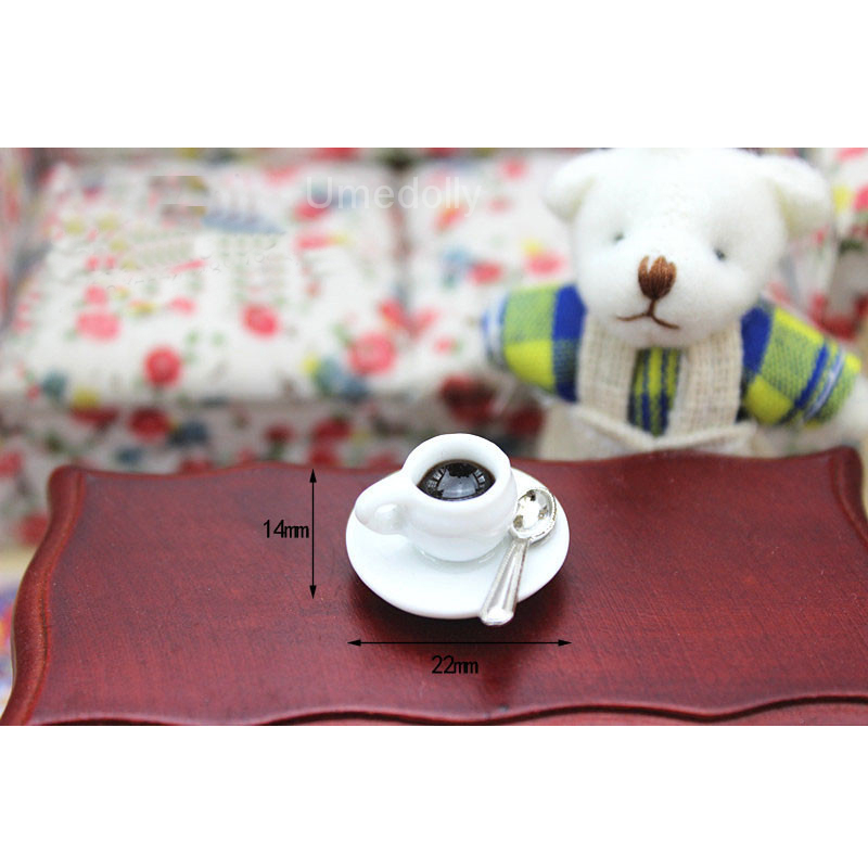 1 Set Mini 1/12 Dollhouse Miniature Coffee Cup + Spoon for 1/6 Blyth BJD Doll Food Drinks Pretend Play Kitchen Toy