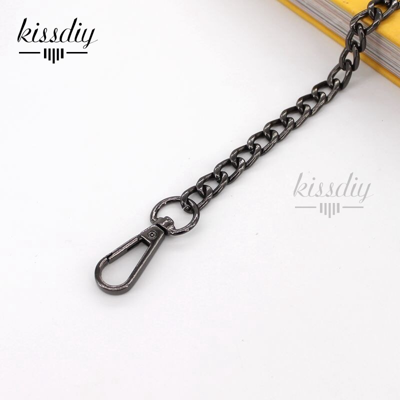 9mm szeroki płaski pasek zastępczy metalowy łącznik zapięcie torebka torba na łańcuszku uchwyt na ramię crossbody torebka z łańcuszkiem 60/100/110/120cm: Gun black / 120cm
