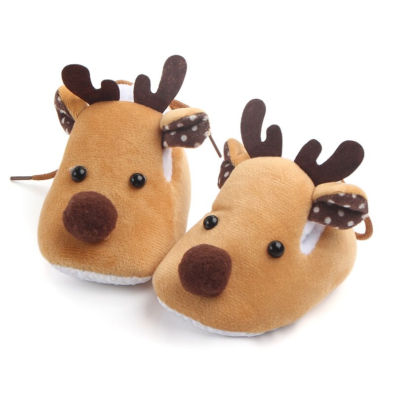 Baby Deer Slipper Toddler First Walkers Baby shoes Deer Prints Round Soft Slippers Shallow Christmas Footwear For Newborns