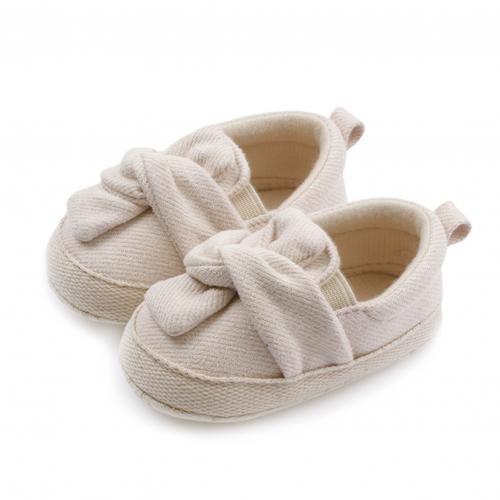 Babies Toddlers Bowknot Breathable Anti-slip Soft Sole Prewalker Flat Shoes: Apricot 12