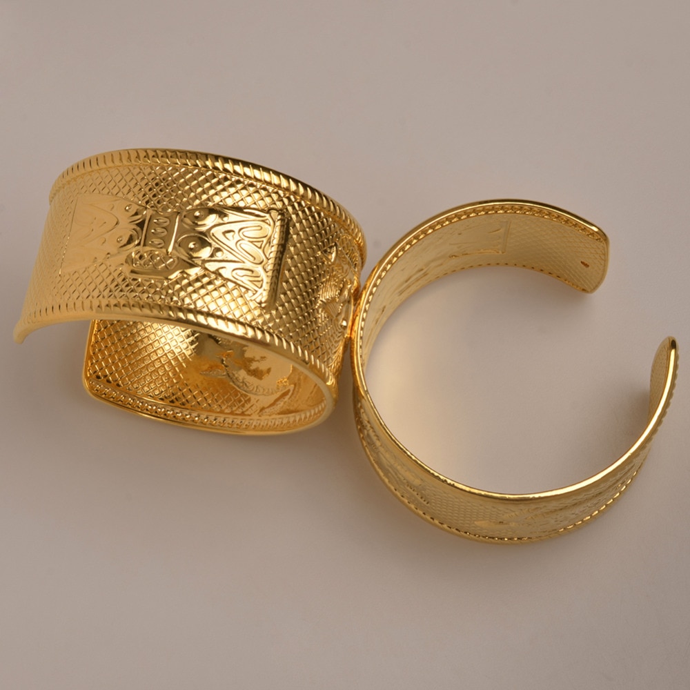 Bracelet papouasie-nouvelle-guinée couleur or Bracelet pour femmes largeur 3.6cm poids environ 83g bijoux PNG ensembles # J0192