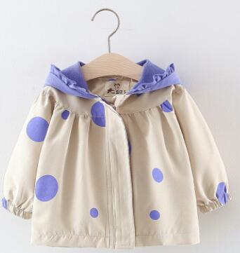 Lente Herfst Nappy Baby Jongen Meisje Dot Jas Lange Mouwen Hooded Windbreaker: Blauw / 3T