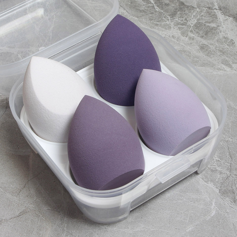 4pcs Set Blender Sponge Makeup Make Up Facial Foundation Powder Puff Combined Cosmetic Tools Make Up Accessories Pack: Mix Purple