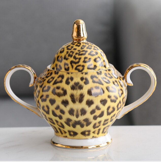Leopard Coffee Cups Nordic Luxury Tea Coffee Cup Home Water Gold Coffee cup Saucer sets: sugar bowl 360ml