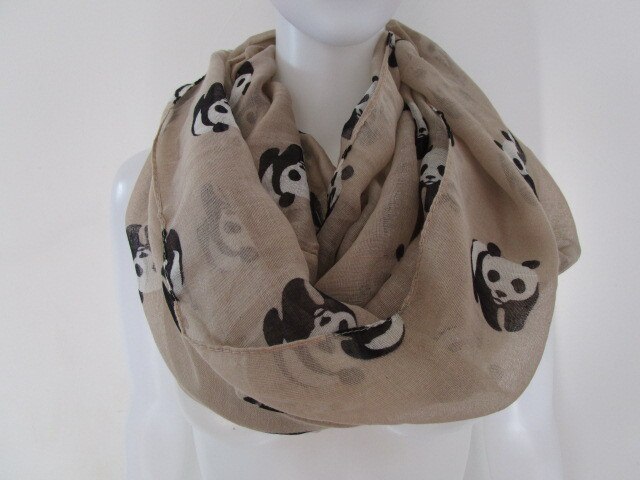 Foxmom – foulard tendance gris bleu Panda, écharpe Infinity Animal, pour femmes: Khaki