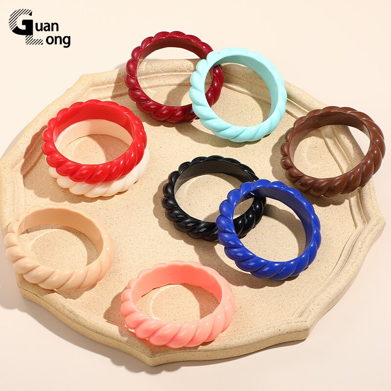 Guanlong Trendy Kleurrijke Resin Manchet Armbanden Armbanden Voor Vrouwen Vintage Charm Geometrische Armband Sieraden Vrouwelijke