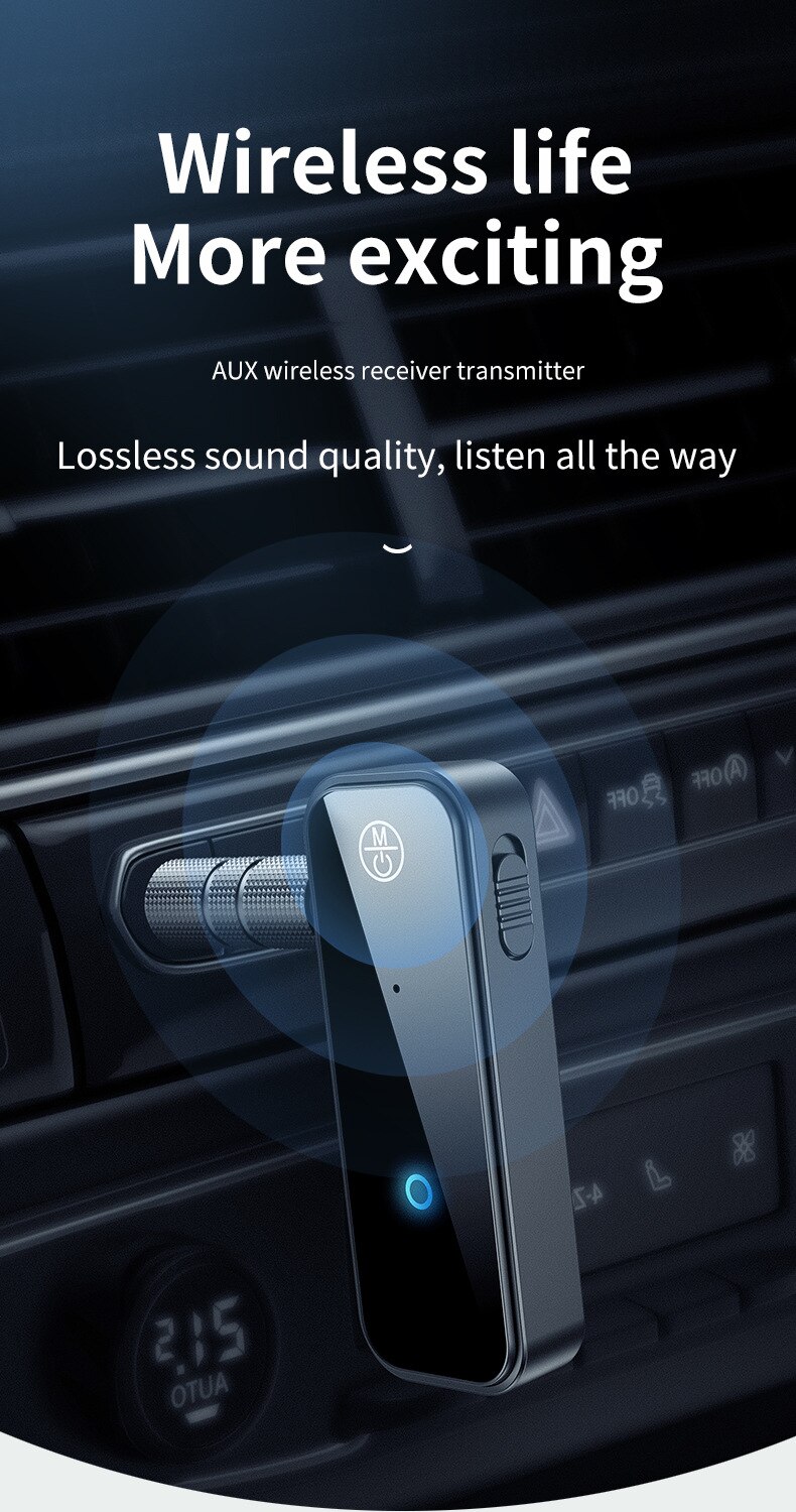 Bluetooth 5.0 sender modtager 2 in1 stik bt adapter 3.5mm audio aux adapter til bil audio musik aux håndfri headset