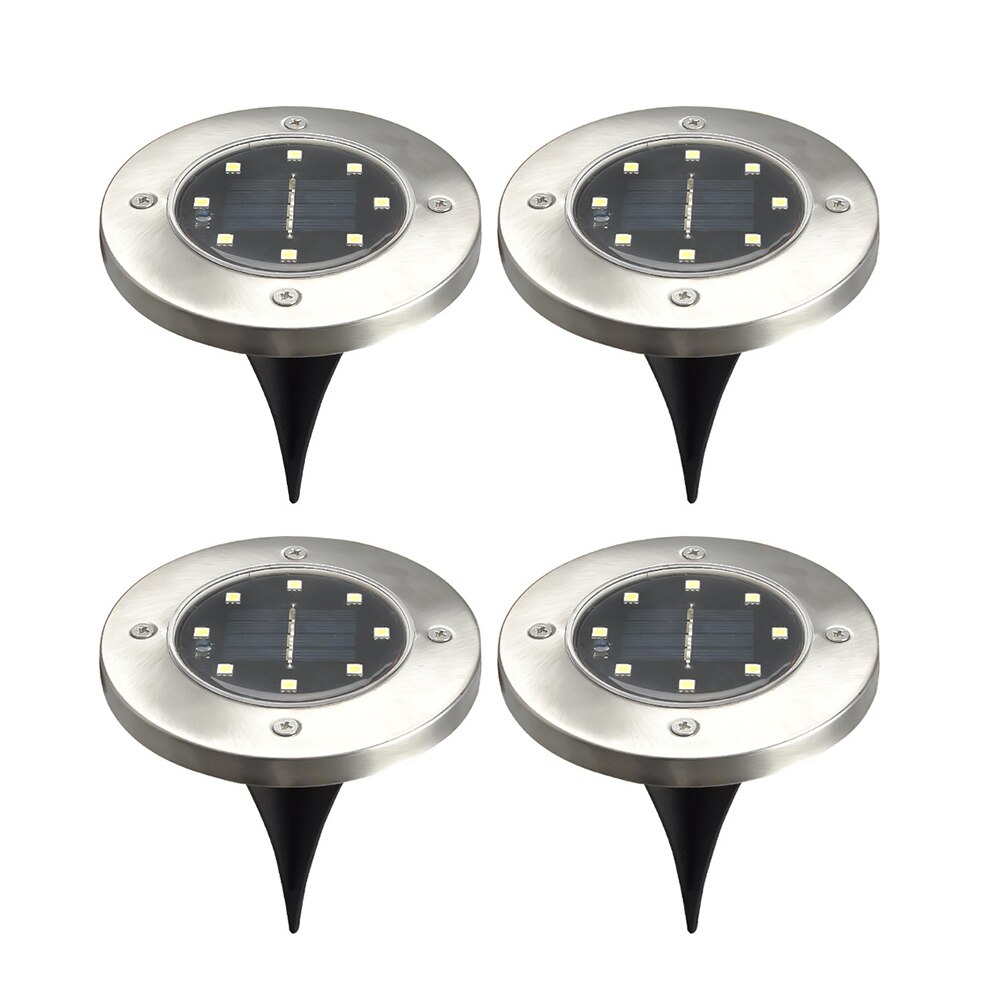 4pcs/set Lawn LED Ground Lights Underground Path Lamp Solar Powered Floor Landscape Garden Decor Yard Outdoor Waterproof Patio