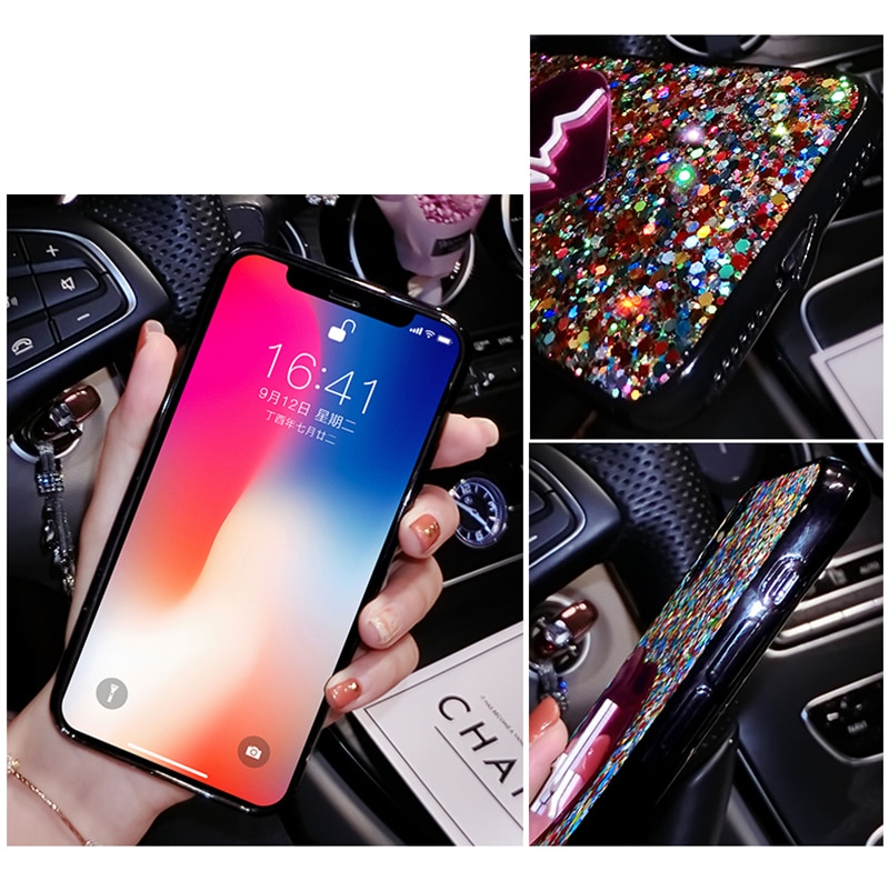 Hoesje voor huawei p smart plus, p smart z, pailletten, grote liefdescover