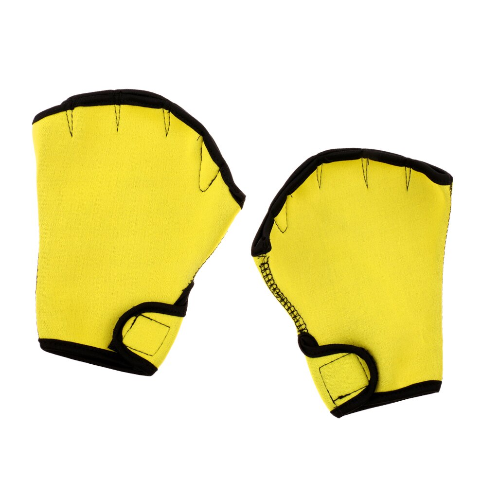 Magideal 1 par simning dykhandskar vattenkondition vattenmotståndsträning fingerfri webbed paddle neoprenhandskar gul