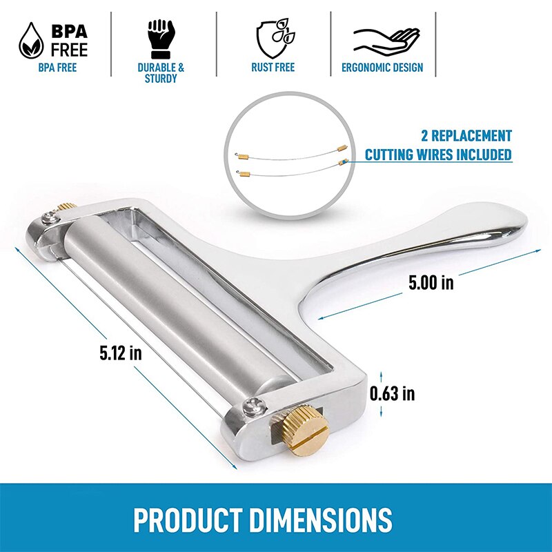 Heavy Duty Rvs Kaasschaven Premium Verstelbare Dikte Kaasschaaf 2 Extra Draden Inbegrepen