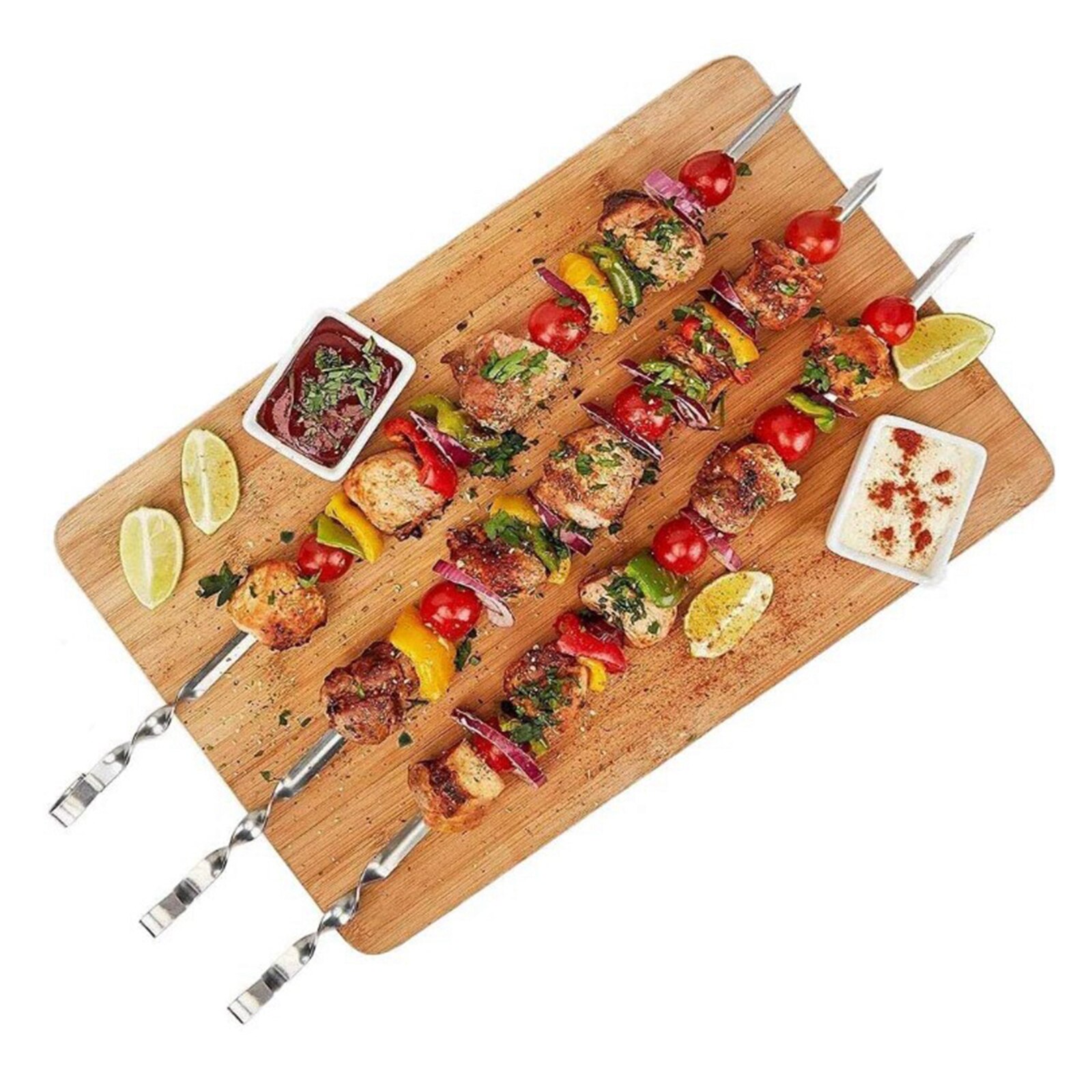 Pinchos para parrilla de barbacoa, varilla para pinchos de acero inoxidable, 10 unidades