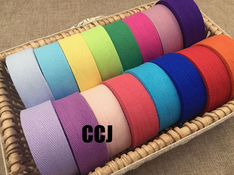 ! 3cm COLOR herringbone/ twill cotton tape/Cotton webbing 50meters/lot