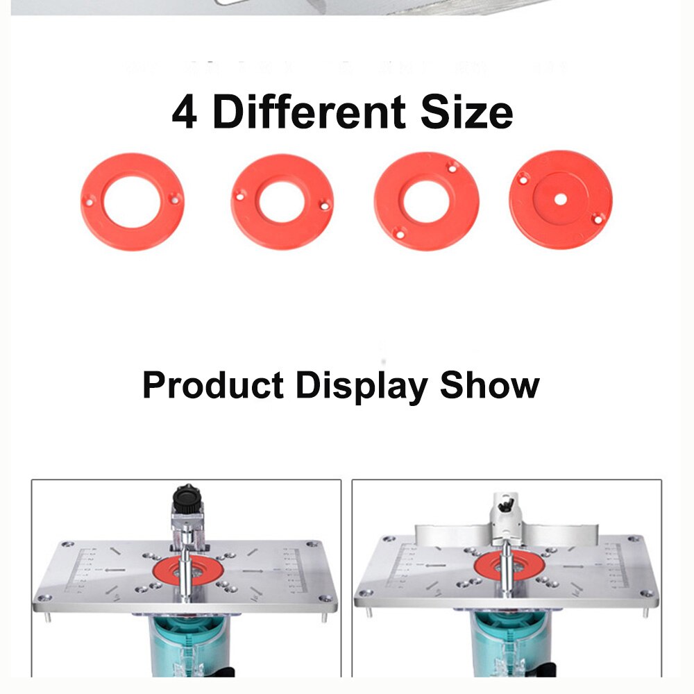 Aluminium Router Table Insert Plate Table For Woodworking Benches Router Plate Wood Tools Milling Trimming Machine With Rings