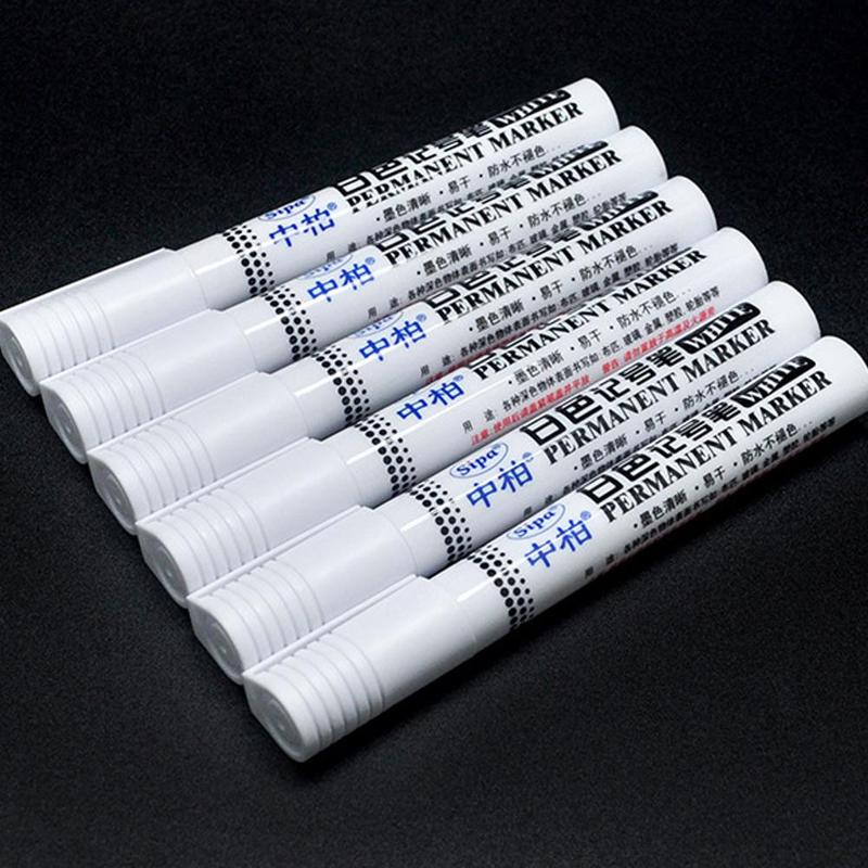 1pcs Metal Waterproof Permanent Marker Pen White Ink Oily Blackboard Pens Supplies Teacher Marker Pen Quick-drying For Scho N9N3