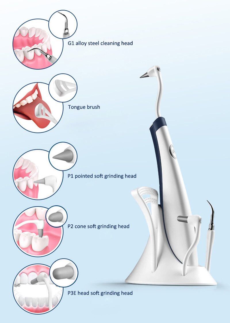 5 In 1 Scaler Ultrasonic Electric Tooth Polish Cleaner Stains Tartar Clean Tool Whiten Teeth Oral Teeth Clean Kit Tool