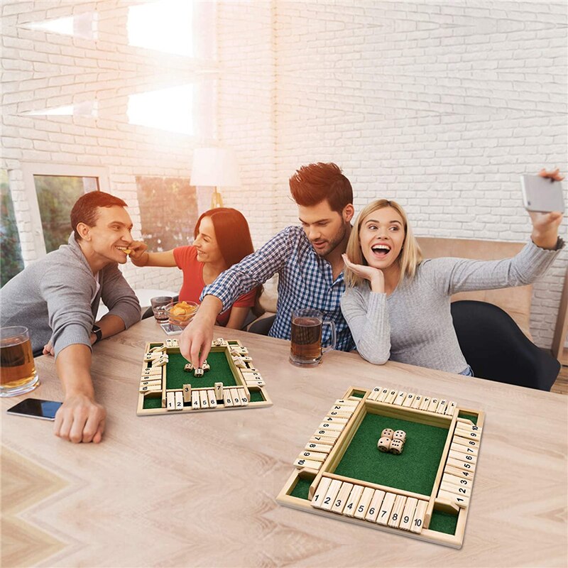 Fechado a caixa de dados jogo de tabuleiro tradicional quatro lados de madeira 10 números dados jogos conjunto festa família jogos para crianças adultas brinquedo engraçado