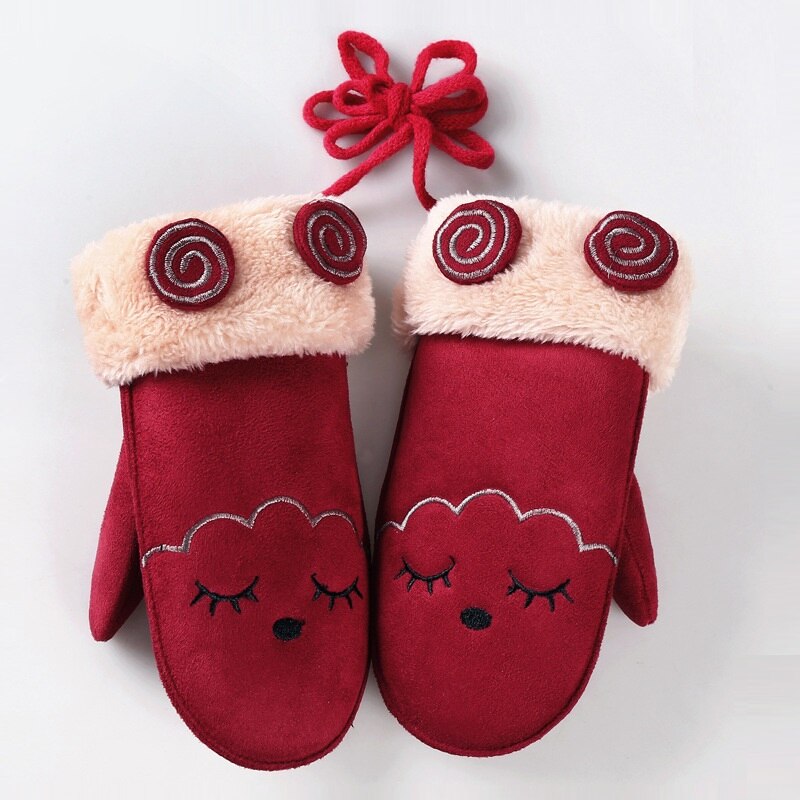 Gode børn efterår vinter varme handsker smile kanin mønster baby handsker 2-8 y børn handsker vanter tilbehør