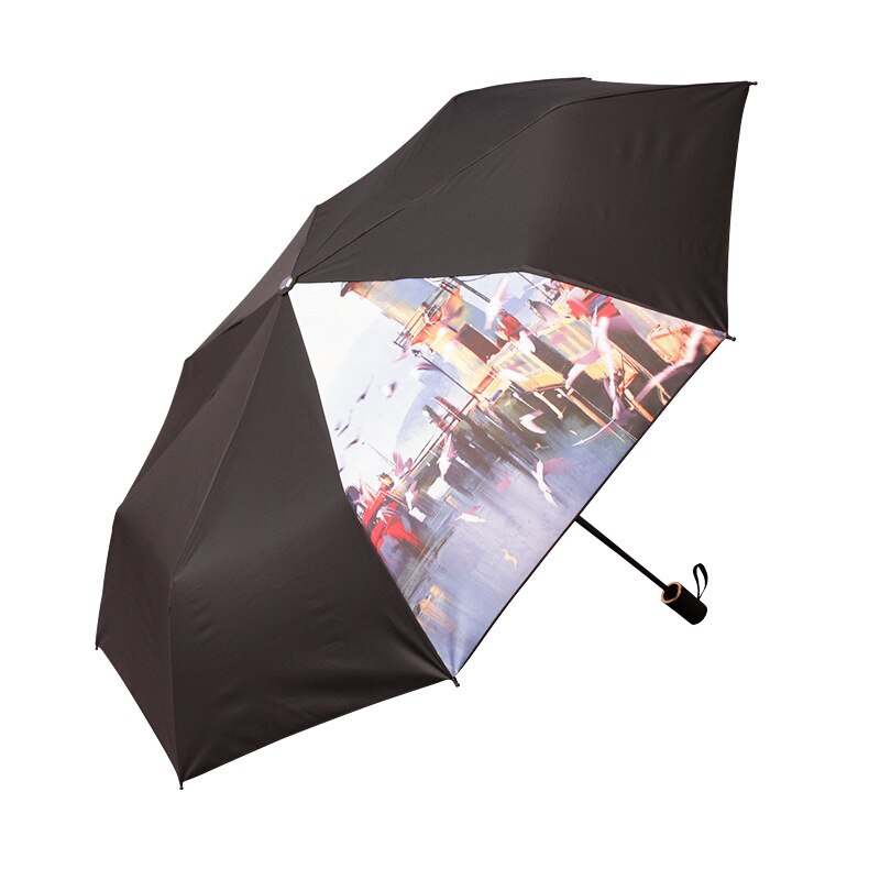 Sombrilla de vinilo plegable con pintura al óleo, sombrilla creativa con personalidad Original, sombrilla para lluvia soleada: Quebec Fishing