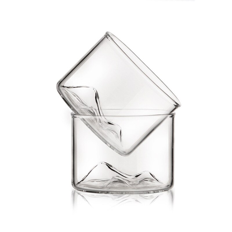 Vaso de whisky de montaña con Base de madera, vaso de cerveza, vino, agua, té, vasos de whisky, juego de Bar, accesorios de bebida: 2pcs1