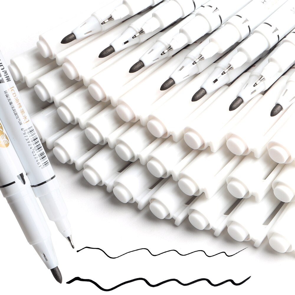 6Pcs/Set Art Marker Waterproof Permanent Dual Tip 0.5/1.0 mm Nib Black Blue Red Art Marker Pens Student School Office Stationery