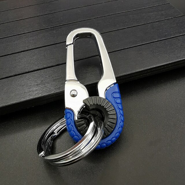 Durable Keychain Hook Stainless Steel Buckle Outdoor Carabiner Climbing Tool Double Ring Car Fishing Keyring Car Accessories: Blue