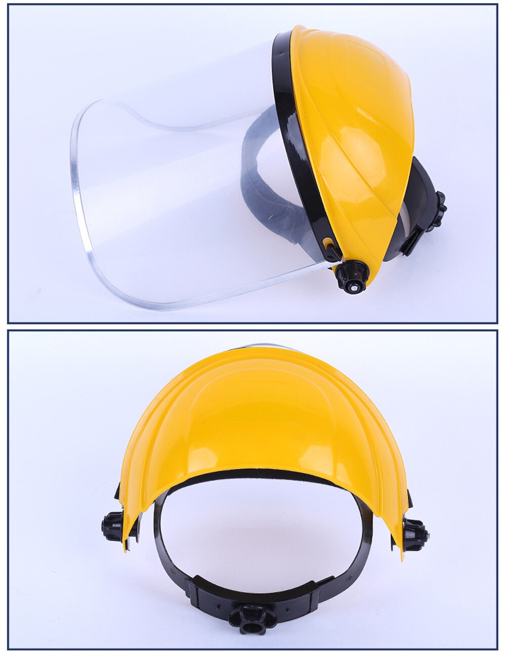 Doorzichtige veiligheidsbeschermkap op het hoofd gemonteerd gezichtsscherm oogbescherming slijpen spatwaterdicht speekselbestendig pvc gezichtsbescherming helm