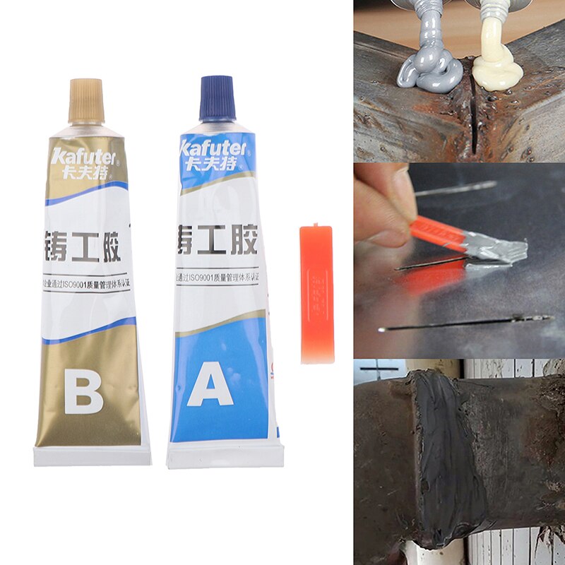 Kafuter-Pegamento adhesivo para reparación de metal, super resistol A + B para soldar, tapar fugas, sirve tanques y radiadores automáticos tanto en acero como hierro, contiene 65g