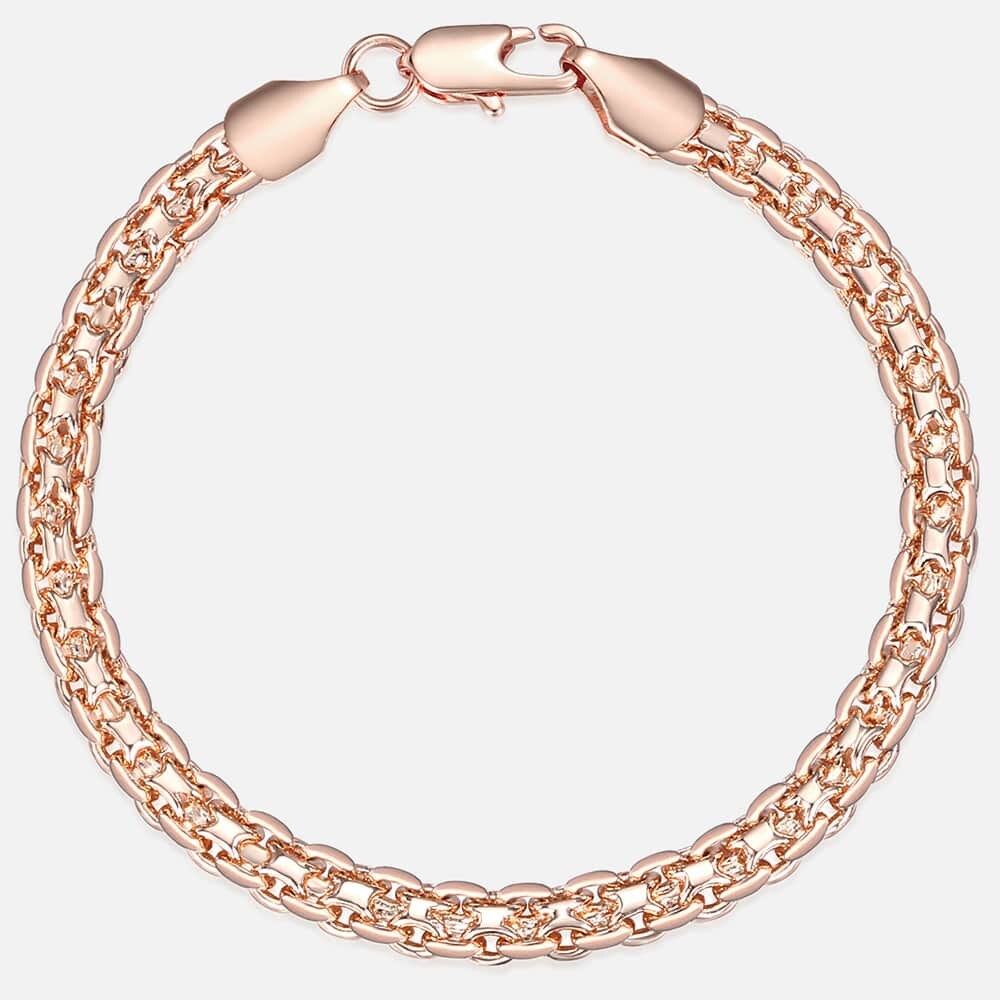 5mm Womens Mens Bracelet 585 Rose Gold Braided Weaving Bismark Hammered Venitian Link Chain Bracelet Jewelry DCB05