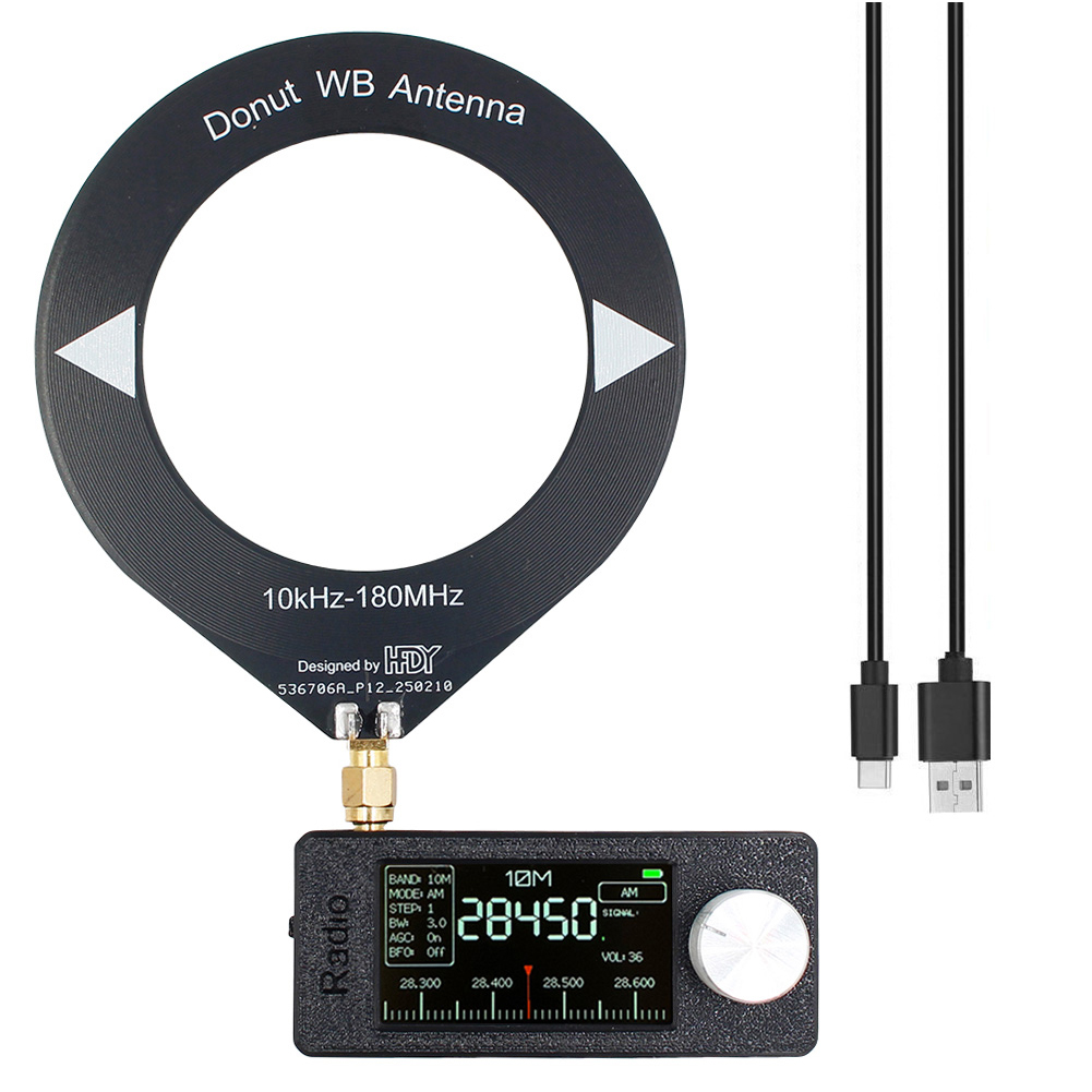 SI4732 0,5-108 mhz draagbare radio LSB USB AM FM Pocket mini-radio 1,9 "IPS-scherm HF SW MW VHF ESP32 radio-ontvanger met antenne: Golden
