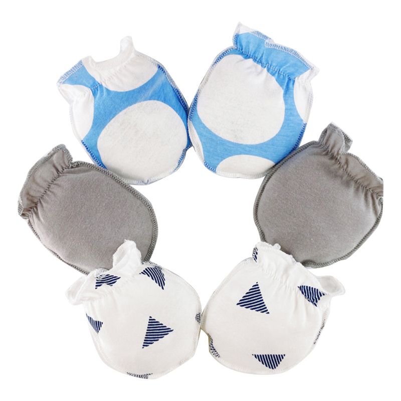 3 accoppiamenti Del Bambino Anti Graffi Morbido Puro Guanti di Cotone Neonato Paramani Mittens A2UB: F