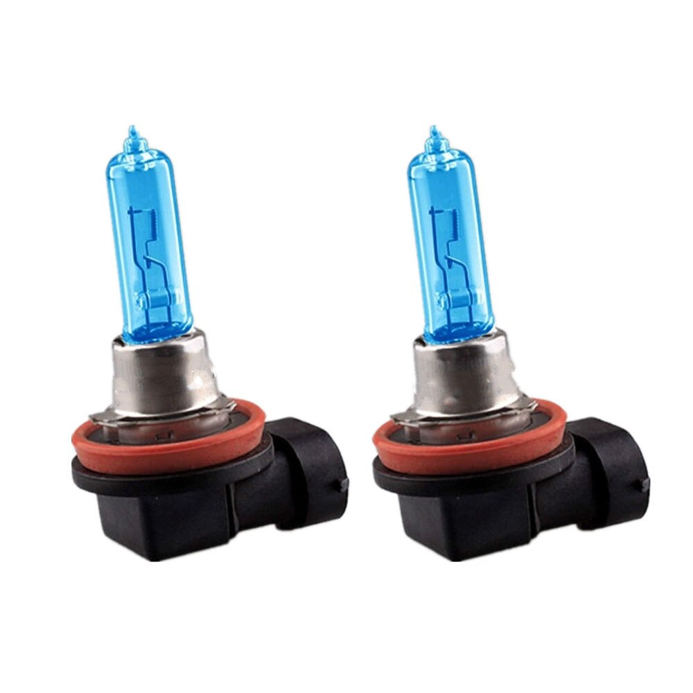 2 stk  h9 12v 100w auto xenon halogen pærer  h9 bil hovedlys pære nærlys tåke lys pærer  h9 pærer bil hoved lys lampe 5000k hvit