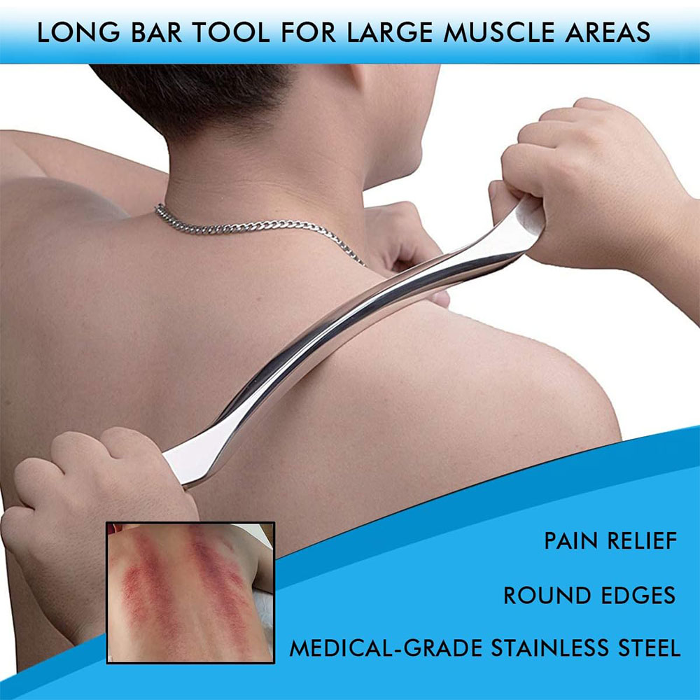Juego de herramientas de masaje para raspar Gua Sha de acero inoxidable, para espalda, piernas, brazos, cuello, hombros y todo el cuerpo, 1/4/7 Uds.